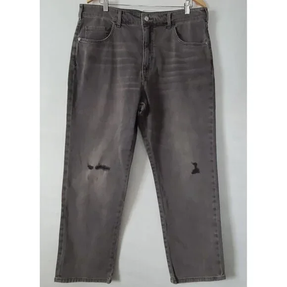 Anthropologie Pilcro The Borrowed Boyfriend Jeans Sz 32 Gray Distressed NWOT - Picture 2 of 14